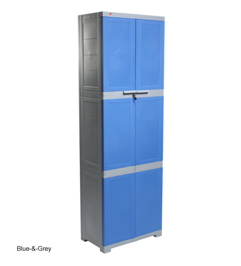 Cello Novelty Large Plastic Cupboard with lock (Blue and Grey)