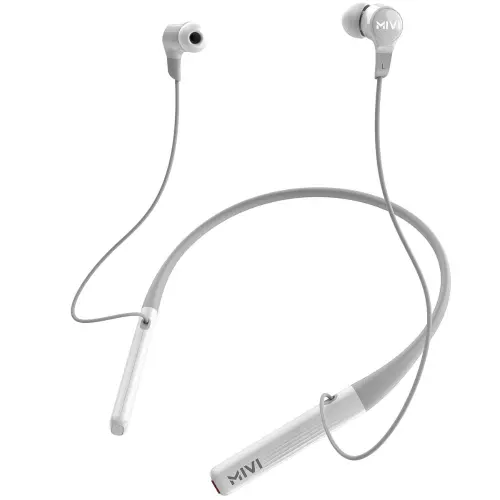 MIVI Collar 2B Wireless Neckband with 24 Hours Playback, Dual Pairing, Booming Bass (Grey)