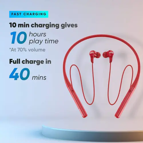 MIVI Collar 2B Wireless Neckband with 24 Hours Playback, Dual Pairing, Booming Bass (Red) 2 MIVI Collar 2B Wireless Neckband with 24 Hours Playback, Dual Pairing, Booming Bass (Red)
