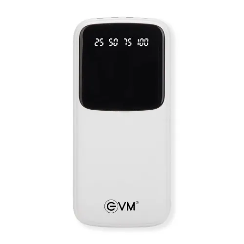 EVM EnCase Plus 10000mAh Power Bank | Inbuilt 4-in-1 Cables | LED Digital Display | Li-Polymer Battery | USB & Type-C Output (White)