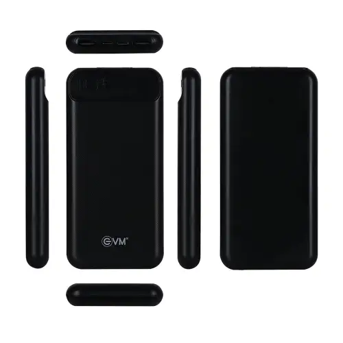 EVM Encharge P0109 10000mAh Power Bank | Dual USB Output | Over-Current & Short-Circuit Protection | LED Indicator (Black)