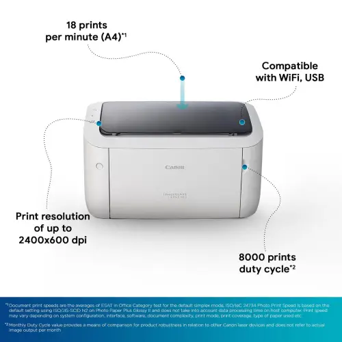 Canon Image Class LBP6030w Wireless Monochrome Laserjet Printer (3 Operation Key, 8468B011AA, White) 5 Canon Image Class LBP6030w Wireless Monochrome Laserjet Printer (3 Operation Key, 8468B011AA, White)