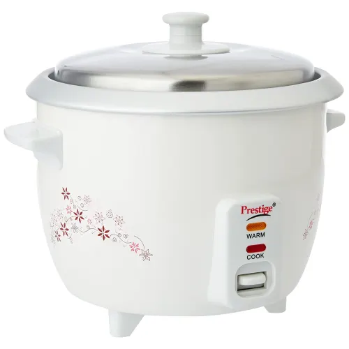 Prestige PRWO1.0 Rice Cooker with Detachable power cord, Close Fit Lid, Cool Touch Handles, Control Switch Lever, Close-fit Stainless Steel Lid