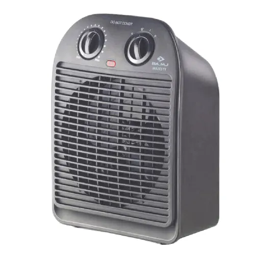 Bajaj Majesty Fan Room Heater with 2000 Watts, Rotary Switch, Plastic Body Material (Black, RFX2)