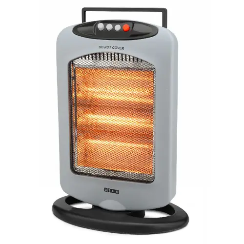 Usha Halogen Room Heater with Automatic Oscillation, Carry Handle, Safety Tip over Protection (Grey)