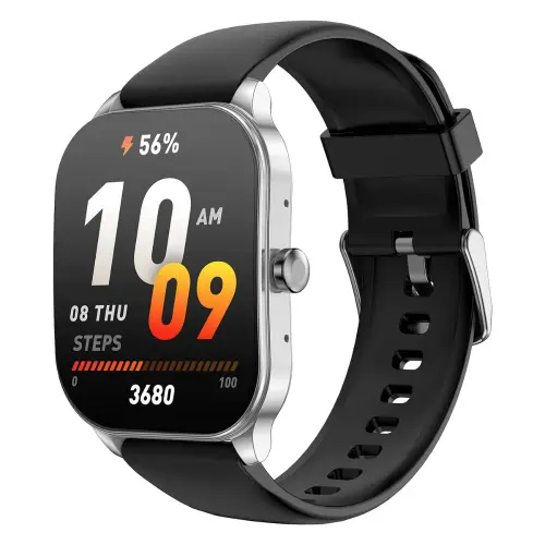 Amazfit Pop 3S Bluetooth Calling Smart Watch with AMOLED Display, IP68 Rating, SpO2, Heart Rate sensor, Up to 12 Days Battery Life (Silver)