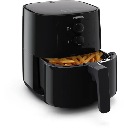Philips Essential Air Fryer with Rapid Air Technology, 4.1Litres, Adjustable Time and Temperature Control, Automatic Shut-off (HD9200/90, Black)