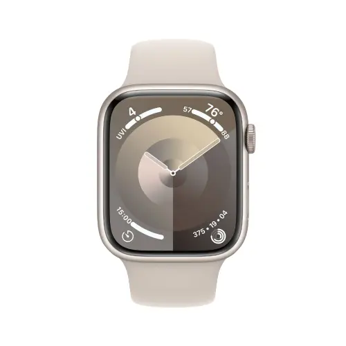 Apple Watch Series 9 (45mm, GPS + Cellular) Starlight Aluminium Case with Starlight Sport Band - S/M Strap Size (Band fits 130-180mm wrists)