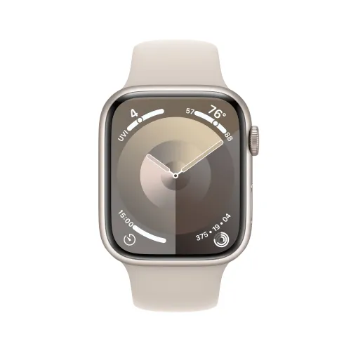 Apple Watch Series 9 (45mm, GPS) Starlight Aluminium Case with Starlight Sport Band - S/M Strap Size (Band fits 130-180mm wrists)
