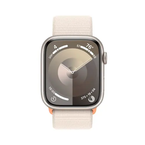 Apple Watch Series 9 (45mm, GPS + Cellular) Starlight Aluminium Case with Starlight Sport Loop