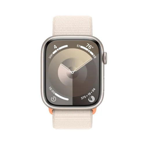 Apple Watch Series 9 (45mm, GPS) Starlight Aluminium Case with Starlight Sport Loop