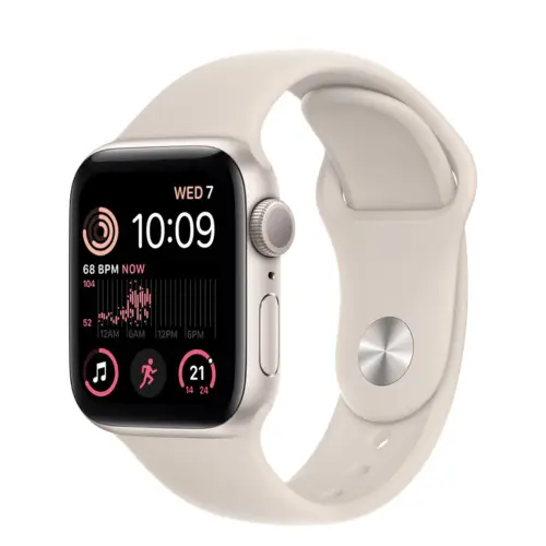 Apple Watch SE (2nd Gen) 44 mm Starlight Aluminium Case with Starlight Sport Band (GPS)