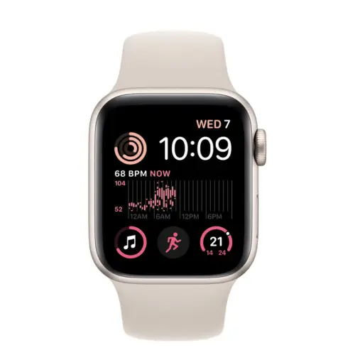 Apple Watch SE (2nd Gen) 44 mm Starlight Aluminium Case with Starlight Sport Band (GPS)