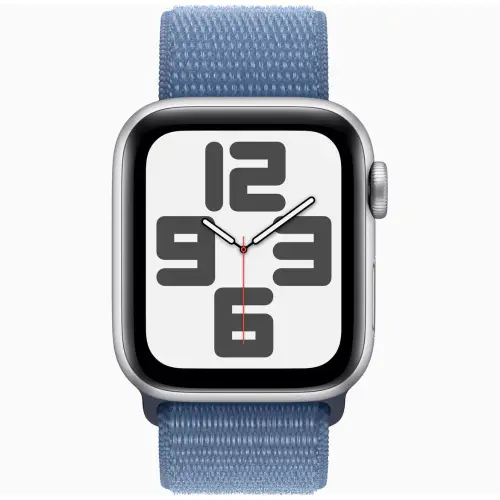Apple Watch SE (40mm, GPS + Cellular) Silver Aluminium Case with Winter Blue Sport Loop