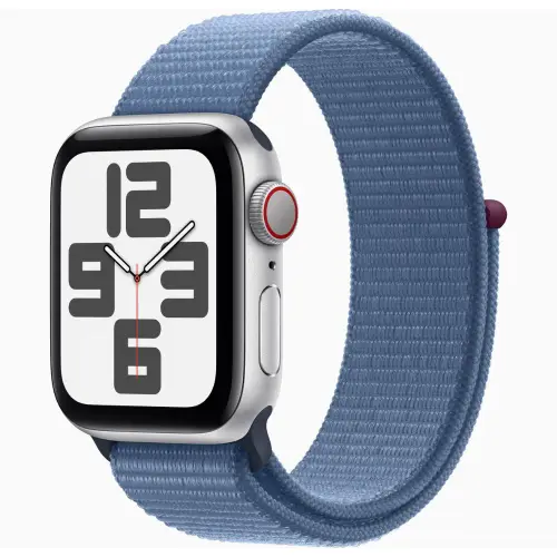 Apple Watch SE (40mm, GPS + Cellular) Silver Aluminium Case with Winter Blue Sport Loop