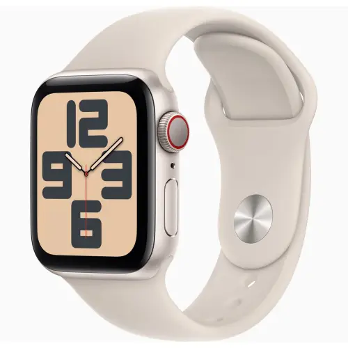 Apple Watch SE (40mm, GPS + Cellular) Starlight Aluminium Case Starlight Sport Band - M/L (Band fits 150-200mm wrists)