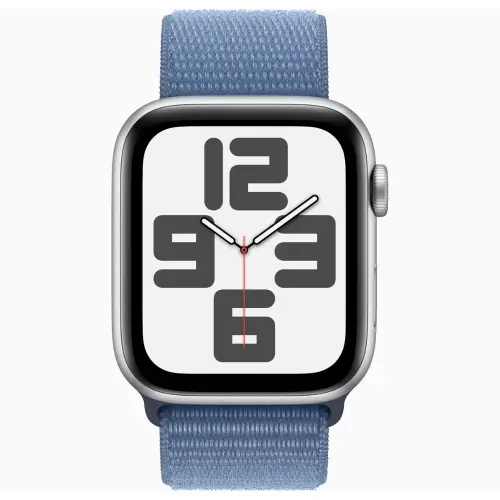 Apple Watch SE (44mm, GPS + Cellular) Silver Aluminium with Winter Blue Sport Loop