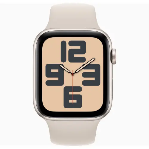 Apple Watch SE (44mm, GPS + Cellular) Starlight Aluminium Case with Starlight Sport Band - M/L (Band fits 150-200mm wrists)