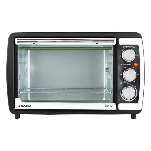 Bajaj 20 Litres Oven Toaster Griller with Glass Door, MS Powder Coated Body, 1400 Watts (2000TM, Black)