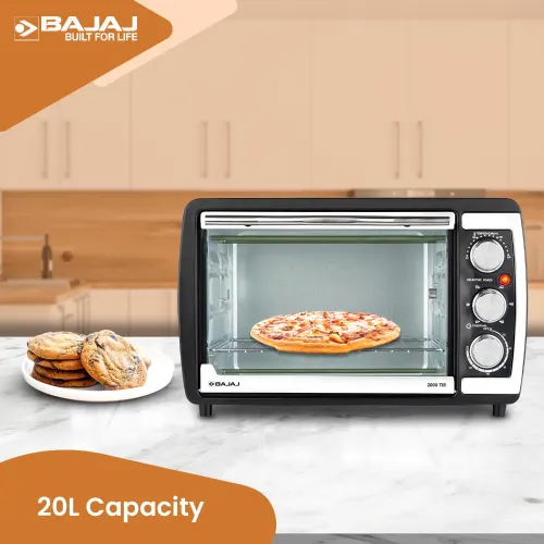 Bajaj 20 Litres Oven Toaster Griller with Glass Door, MS Powder Coated Body, 1400 Watts (2000TM, Black)