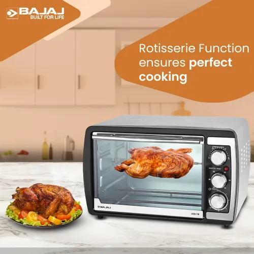 Bajaj 20 Litres Oven Toaster Griller with Glass Door, MS Powder Coated Body, 1400 Watts (2000TM, Black) 5 Bajaj 20 Litres Oven Toaster Griller with Glass Door, MS Powder Coated Body, 1400 Watts (2000TM, Black)