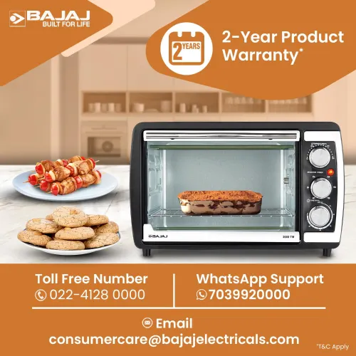 Bajaj 20 Litres Oven Toaster Griller with Glass Door, MS Powder Coated Body, 1400 Watts (2000TM, Black) 6 Bajaj 20 Litres Oven Toaster Griller with Glass Door, MS Powder Coated Body, 1400 Watts (2000TM, Black)