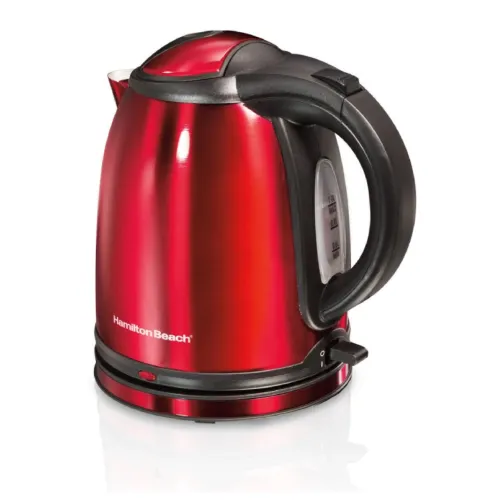 Hamilton Beach Electric Kettle with Auto Shut-off, Detachable Base, Boil-Dry Protection, Water-Level Window, Push-Button Lid (Red)