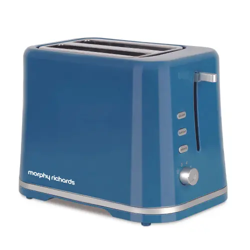 Morphy Richards 2 Slice 800 Watts Popup Toaster with Defrost Function, Reheat Function (Blue)