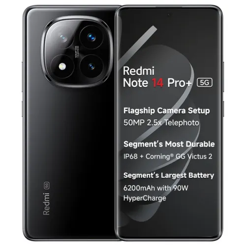 Redmi Note 14 Pro Plus 5G (8GB RAM, 256GB Storage) | Snapdragon 7s Gen 3 | 6200mAh Battery | 6.67-inch 120Hz Display | Titan Black