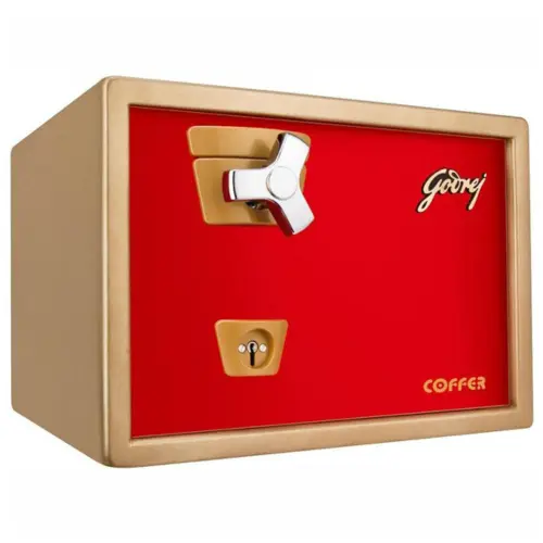 Godrej Premium Coffer V1 Safe with Twin Solid Steel Shooting Bolts, Powder Coated Finish, Mild Steel Body, Godrej 6 Lever Lock, Wall Mounted
