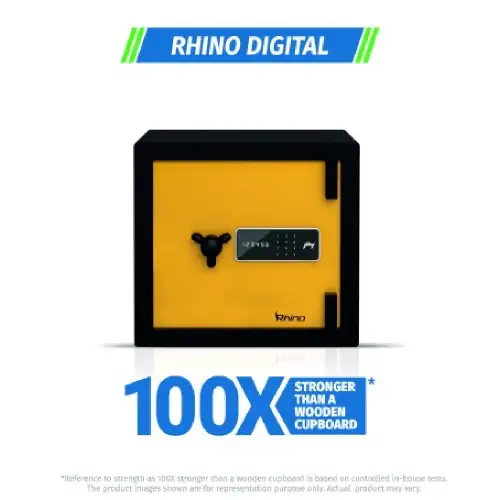 Godrej Rhino Electronic Home Safe with ?Digital Locking System, Push Button Control (Gold)