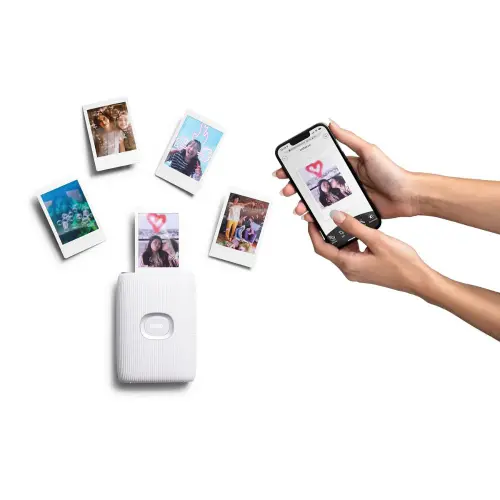 Fujifilm instax Mini Link 2 Smartphone Printer with Wireless Printing, Fun and Creative Features (Clay White)