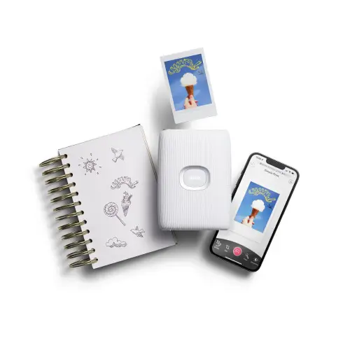 Fujifilm instax Mini Link 2 Smartphone Printer with Wireless Printing, Fun and Creative Features (Clay White)