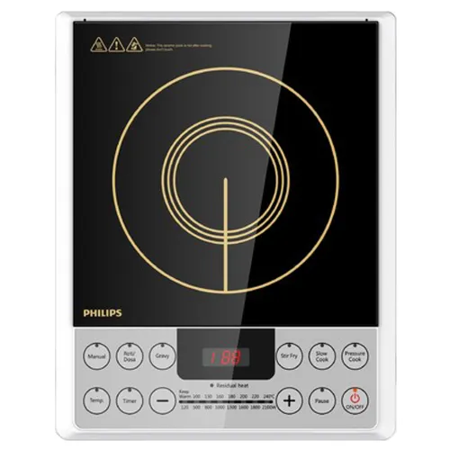 Philips Viva Collection Induction Cooker with Extra Safe Automatic Off Function, 2100Watts, Temperature Control, 6 Preset Menus (HD4929/01)