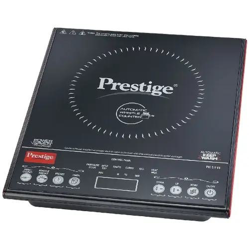 Prestige PIC 3.1 V3 Induction Cooktop with Indian Menu Option, 2000 Watts, Slim Body Elegant Design, Automatic Voltage Regulator, Anti-Magnetic Wall