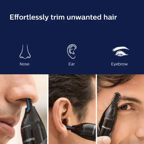 Philips 3000 Series Nose, Ear & Eyebrow Trimmer with Protective Guard System, Gray (NT3650-16)