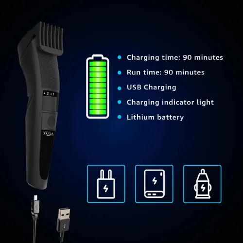 Vega T3 Beard Trimmer with 20 Length Setting, Black (VHTH19) 6 Vega T3 Beard Trimmer with 20 Length Setting, Black (VHTH19)