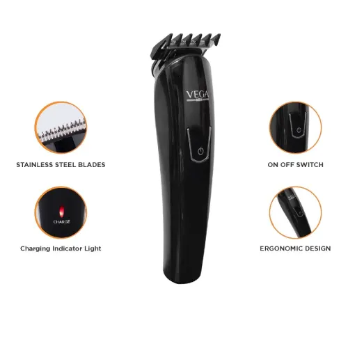 Vega T2 Beard Trimmer with 2 Comb Attachment, Black (VHTH14) 2 Vega T2 Beard Trimmer with 2 Comb Attachment, Black (VHTH14)