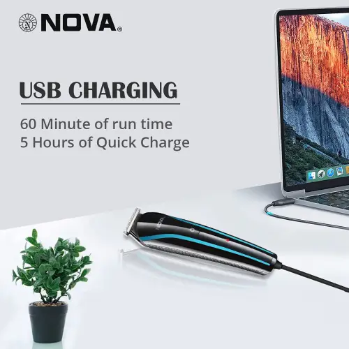 Nova Trimmer with 5 Length Setting, USB Charging, Black (NHT-1073) 6 Nova Trimmer with 5 Length Setting, USB Charging, Black (NHT-1073)
