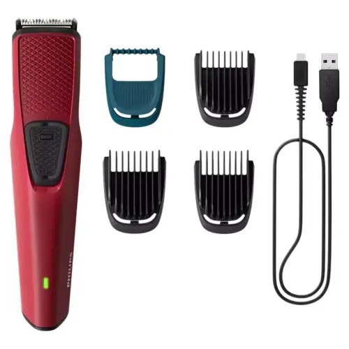 Philips 1000 Series Beard Trimmer with 4 Length Setting, Red (BT1235/18)
