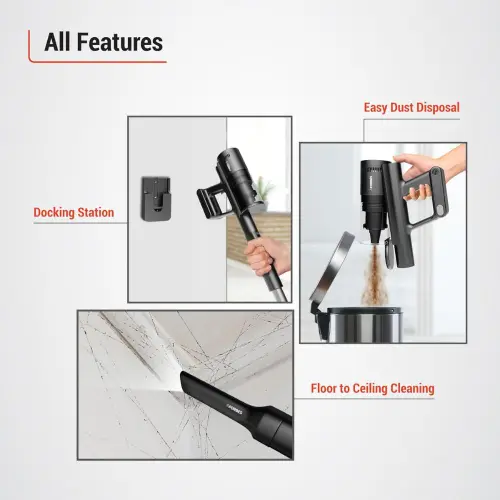 Eureka Forbes Cordless Zerobend Z10 Vacuum Cleaner with Cyclonic Technology, Lond Runtime, Docking Station (Black) 7 Eureka Forbes Cordless Zerobend Z10 Vacuum Cleaner with Cyclonic Technology, Lond Runtime, Docking Station (Black)