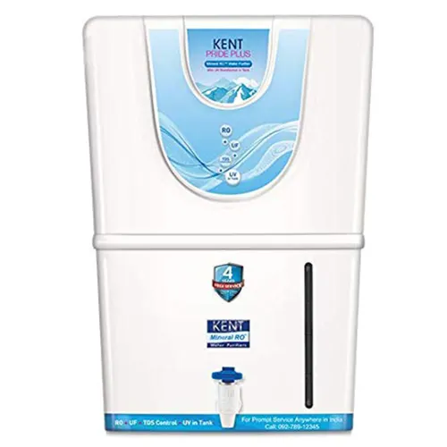 Kent Pride Plus Water Purifier with RO+UF+TDS Control, UV LED Light, Multiple Purification Process, ABS Food Grade Plastic, Auto-on/off Operation