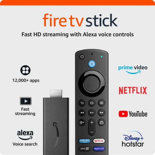 Amazon Fire TV Stick with Alexa Voice Remote 3rd Gen (includes TV and app controls) | HD streaming device