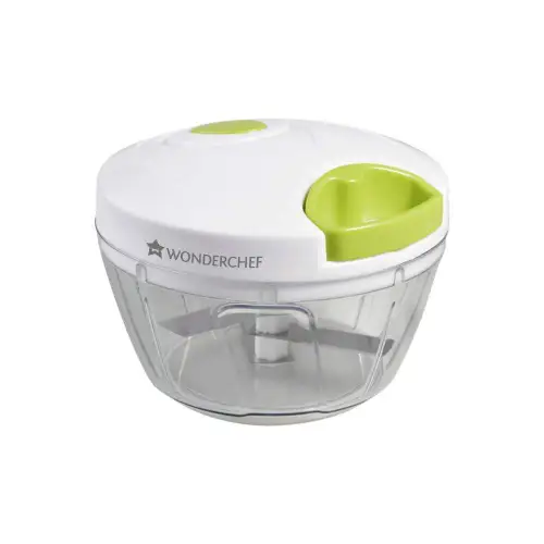 Wonderchef Classic String Vegetable Chopper with Anti Slip Silicone, Stainless Steel, Ergonomic Design, Silicone Bottom Strip (White and Green)