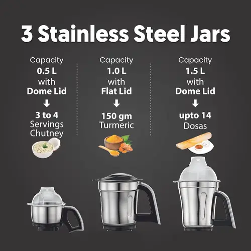 Preethi Steel Supreme 4 Jars Mixer Grinder, 750 W (MG-208) 4 Preethi Steel Supreme 4 Jars Mixer Grinder, 750 W (MG-208)