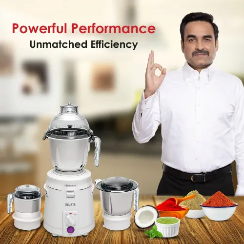 Sujata Dynamix Mixer Grinder | 900W Motor | 22000 RPM | 90 Minutes Continuous Running | 3 Jars | White 3 Sujata Dynamix Mixer Grinder | 900W Motor | 22000 RPM | 90 Minutes Continuous Running | 3 Jars | White