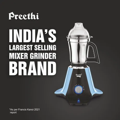 Preethi Taurus Pro 3 Jars Mixer and Grinder with Blue Finish, 3 Speed Settings, Stainless Steel Jar and Blade (Blue) 2 Preethi Taurus Pro 3 Jars Mixer and Grinder with Blue Finish, 3 Speed Settings, Stainless Steel Jar and Blade (Blue)