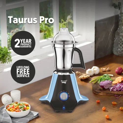 Preethi Taurus Pro 3 Jars Mixer and Grinder with Blue Finish, 3 Speed Settings, Stainless Steel Jar and Blade (Blue) 3 Preethi Taurus Pro 3 Jars Mixer and Grinder with Blue Finish, 3 Speed Settings, Stainless Steel Jar and Blade (Blue)