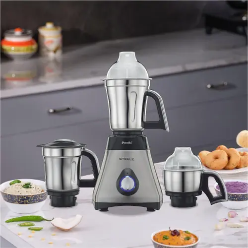 Preethi Supreme Steel Mixer with 3 Jars, Rotary Switch, 3 Speed Settings Control, Stainless Steel Jars (Black & Steel) 6 Preethi Supreme Steel Mixer with 3 Jars, Rotary Switch, 3 Speed Settings Control, Stainless Steel Jars (Black & Steel)