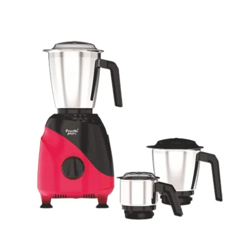 Preethi Peppy 3 Jars Mixer with 750 Watts, 3 Speed Settings, Stainless Steel Jar and Blade (Black)